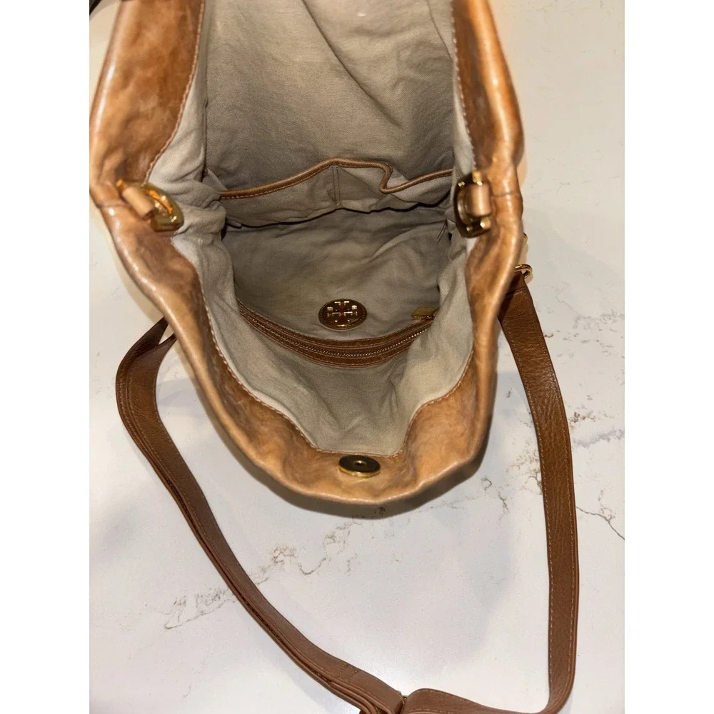 Tory Burch Designer Dena Foldover Convertible Flap Crossbody Purse Leather Bag